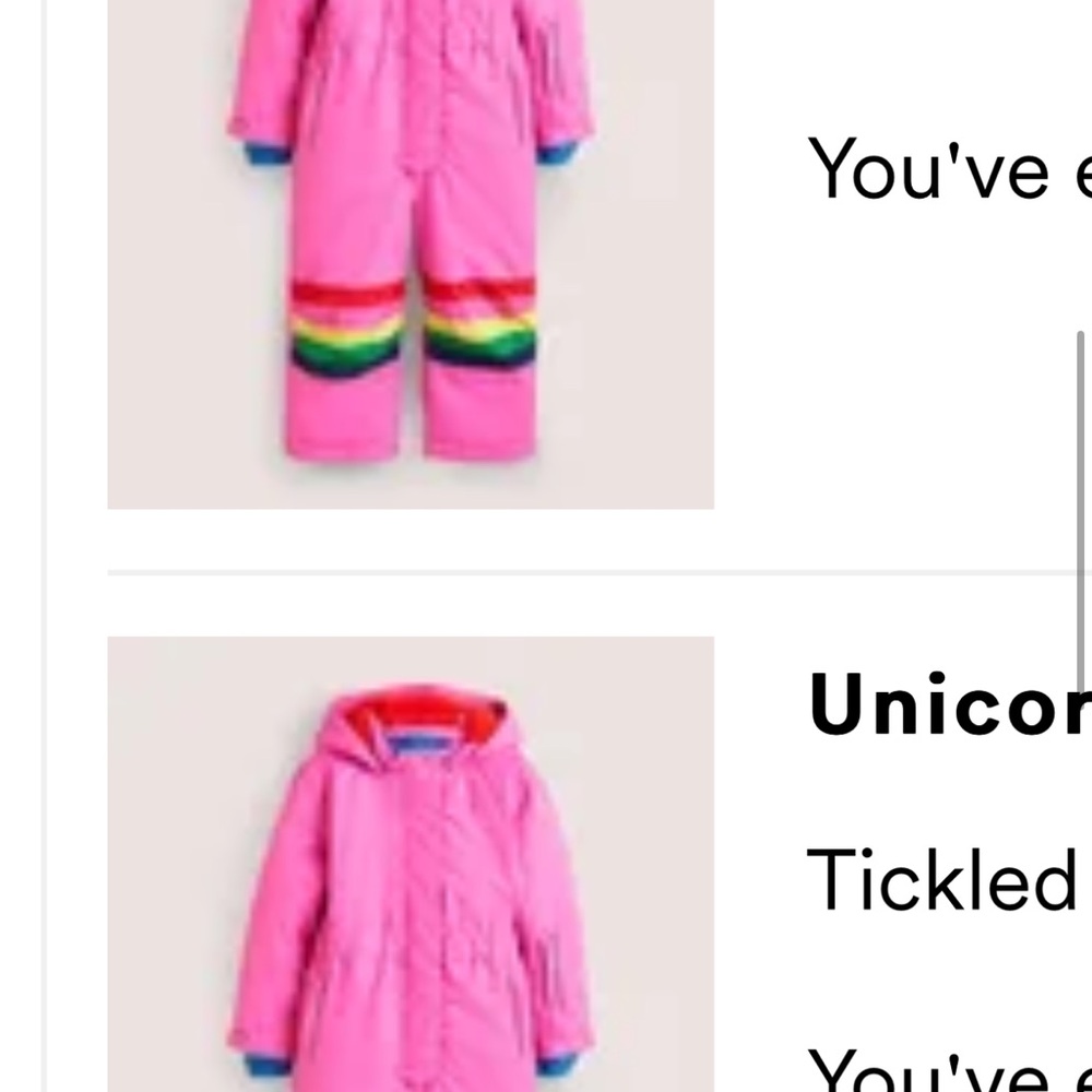 Mini Boden (3-4Y) Unicorn Pink Rainbow Snowsuit